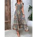 robe longue pour femme robe maxi robe décontractée robe swing robe d'été floral paisley tribal mode décontracté extérieur quotidien vacances froncé imprimé manches courtes col en v robe coupe ample