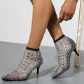 Femme Chaussures à Talons Bottes Chaussures bling-bling Talons aiguilles Grandes Tailles Extérieur Travail du quotidien Couleur unie Bottines Bottines Hiver Strass Paillette Brillante Paillette Talon