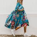 Femme Robe mi-longue Robe Évasée robe boheme Décontractées Bohème Extérieur Vacances du quotidien Standard Floral Manches 3/4 Col Rond Blanche Jaune Rouge Bleu Eté Printemps