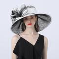 Coiffure Mélange Poly / Coton Chapeau de seau Chapeau de soleil Mariage Extérieur Derby kentucky Coupe de Melbourne Coiffure Avec Dentelle Fleur Casque Couvre-chef