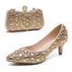 Femme Chaussures de mariage Escarpins Chaussures bling-bling Chaussures habillées Paillettes de cristal scintillantes ornées de bijoux Mariage Soirée Pois Couleur Pleine Talons de mariage Chaussures