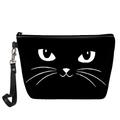 Femme Trousse de maquillage Stylo Sac Mini Sac de Poignet Trousse à Cosmétiques faux cuir Soirée Vacances Voyage Imprimé Grande Capacité Pliable Poids Léger Chat Noir Rose Bleu