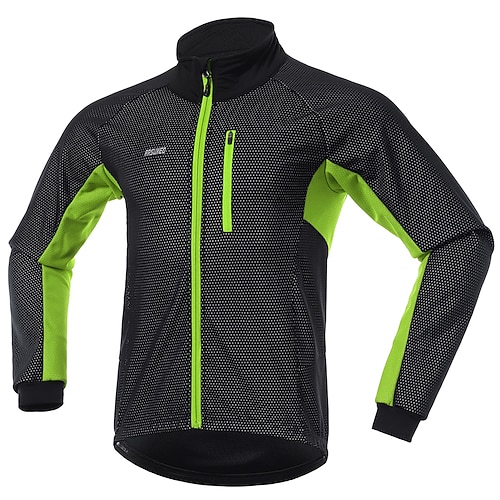 Homme Veste de Cyclisme Hiver Chaleur Thermique Imperméable Coupe-vent Cyclisme Vélo Veste Coupe-vent VTT Vélo tout terrain Cyclisme sur route Cyclisme urbain noir vert Tenues de Cyclisme