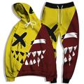 Homme Ensemble Survetement Ensemble de sweats à capuche Jaune clair Jaune / Noir Noir et jaune Jaune Noir NoirBordeaux Capuche Graphic Grimace 2 Pièces Imprimer Sport Loisir Casual Des sports 3D