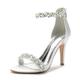 Femme Chaussures de mariage Sandales Chaussures bling-bling Chaussures scintillantes Chaussures de mariée Cristal Talon Aiguille Bout pointu Minimalisme Satin Fermeture Vert et Bleu Noir Blanche