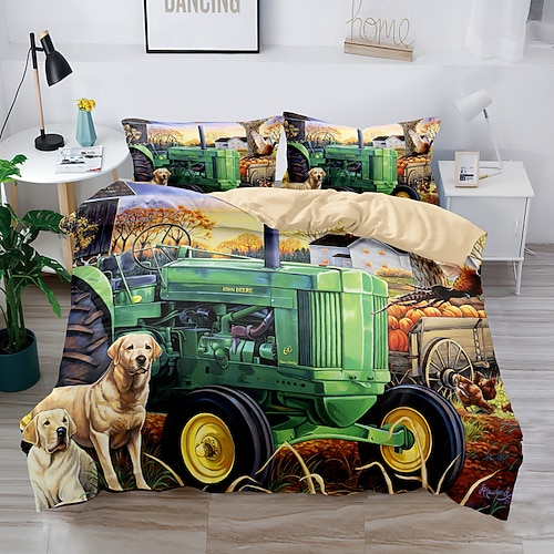 Literie 3d ferme tracteur impression housse de couette ensembles de literie housse de couette avec 1 housse de couette ou couvre-lit imprimé, 2 taies d