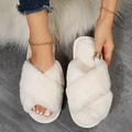 Femme Chaussons Pantoufles floues Pantoufles d'intérieur Chaussons chauds Intérieur du quotidien Couleur unie Hiver Talon Plat Le style mignon Décontractées Confort Satin Fausse Fourrure Mocassins