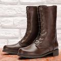 Homme Bottes Bottes de Combat Bottes Cavalières Cyclisme Britanique Extérieur du quotidien Faux Cuir Bottes Mi-mollet Lacet Brun foncé Automne Hiver