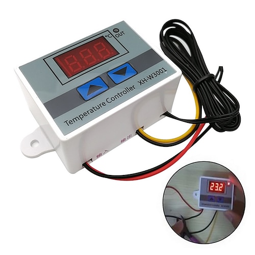 xh-w3001 module de contrôleur de température à led numérique commutateur de thermostat numérique avec sonde étanche programmable chauffage refroidissement plage de thermostat électronique de -50? à