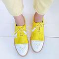 Femme Oxfords Chaussures Bullock Grandes Tailles Mariage Soirée Extérieur Bloc de couleur Hiver Lacet Talon Plat Bout rond Elégant Rétro Vintage Marche Polyuréthane Lacet Jaune Rose Bleu