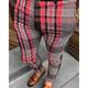 Homme pantalon de costume Pantalon Chino Bouton Poche Plaid Confort Mariage du quotidien Mode Style classique Jaune Rouge Micro-élastique