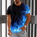 Homme Graphic Flamme T shirt Chemise Flamme Manche Courte T-shirt 3D effet Col Ras du Cou Chemise Rétro Vintage Mode Design Extérieur du quotidien Des sports Vert Claire Rouge Bleu Printemps été
