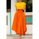 Femme Jupe Balançoire Jupes de travail Jupe longue Maxi Jupes Couleur Pleine Utilisation Casual Quotidien Automne Mélange de Coton Vêtement de rue Jaune Rouge Orange