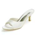 Femme Chaussures de mariage Talon de chaton Bout ouvert Minimalisme Satin Mocassins Noir Blanche Ivoire