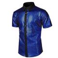 Homme Chemise de bal Chemise Disco Chemises de smoking Noir Jaune Bleu Manche Courte Plein Revers Eté Printemps robe ceremonie Fête d'anniversaire Vêtement Tenue Paillettes