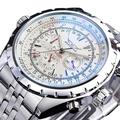Montre Mécanique JARAGAR pour Hommes Série Aviateur Militaire Vraie Montre de Sport Automatique de Luxe en Acier Inoxydable Montre Masculine Lumineuse Cadran en Verre Bleu