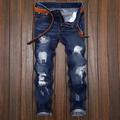 Homme Jeans Pantalon Jean délavé foncé Jeans usés Jeans déchirés Poche Déchiré Dégradé Toute la longueur Casual du quotidien Coton Jean Rétro Vintage Vêtement de rue Mince Bleu foncé Micro-élastique