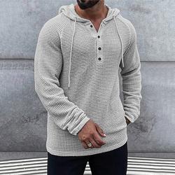 Homme Chemise gaufrée T-shirt Chemise Henley Chemise à Manches Longues manche longue À capuche Printemps Automne Uni Mode Designer Basique Tricoté Vacances Rue Sortir Vert Kaki Beige T-shirt haut
