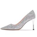 chaussures de mariage pour mariée demoiselle d'honneur femmes bout fermé bout pointu argent or pu pompes avec paillettes stiletto talon haut fête de mariage saint valentin bling bling chaussures élégant classique