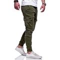 Homme Pantalon Cargo Pantalon cargo Pantalon Jogging Pantalon Jogger Pantalon Taille elastique Poche à rabat Couleur unie Sortie Fin de semaine Mélange de Coton Vêtement de rue mode Noir Rouge