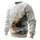 Grotte Homme 3D 3D effet Sweat shirt Vacances Sortie Vêtement de rue Sweats Blanche Jaune manche longue Col Ras du Cou Impression 3D Printemps Automne Designer Sweat à capuche
