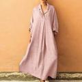 robe noire Robe d'été en coton Femme Robe Maxi Mélange de Coton Lin Décontractées Confort Intérieur du quotidien Vacances Col de Chemise Poche manche longue Eté Printemps Automne Ample Noir Rose