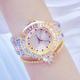 montre-bracelet montre à quartz pour femmes plein diamant cristal analogique quartz paillettes mode luxe bling strass bracelet en acier inoxydable