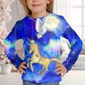 Fille 3D Licorne Tee-shirts Chemise Rose manche longue 3D effet Automne Hiver Actif Mode Le style mignon Polyester Enfants 3-12 ans Col Ras du Cou Extérieur Casual du quotidien Standard