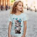 Fille 3D Chat Papillon Tee-shirts Chemises Manche Courte 3D effet Eté Actif Mode Le style mignon Polyester Enfants 3-12 ans Col Ras du Cou Extérieur Casual du quotidien Standard