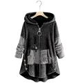 Femme Grande taille Manteau en peluche Animal Chat Casual Maison Manches Longues Col en V Normal Automne L'hiver Vert Rose Claire Gris Foncé L XL XXL 3XL 4XL / Grande Taille / Ample