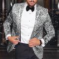 blazer à paillettes pour hommes mode disco blazer veste blazer grande taille coupe ajustée régulière simple boutonnage un bouton argent or 2024