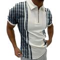 Homme POLO Tee Shirt Golf Plaid Rayé Col Noir Jaune bleu marine Bleu Kaki Extérieur Plein Air Manche Courte Zippé Vêtement Tenue Décontractées Confortable