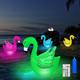 1/2 pièces flottant piscine lumières solaire flamant rose cygne lumière extérieure rvb gonflable ip68 étanche éclairage coloré flotteur lampe pour piscine lumières maison jardin bar pelouse camping
