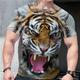 Homme T shirt Tee Tee Graphic Animal tigre Col Ras du Cou Vêtement Tenue 3D effet Extérieur Casual Manche Courte Imprimer Rétro Vintage Mode Design