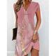 Femme Ensemble Robe Deux Pièces Robe casual Robe imprimée Extérieur du quotidien Mode Vêtement de rue Bouton Imprimer Mini robe Col V Manche Courte A Ombre Impression de marbre Standard Rose Claire