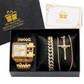 Ensemble de montres en quartz Oulm pour hommes Montre de poignet d'affaires Ensemble cadeau Montre de luxe Collier en or Bracelet Bracelet en acier inoxydable Cadran carré Cadeau de Nouvel An Cadeau