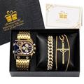 Ensemble de montres en quartz Oulm pour hommes Montre de poignet d'affaires Ensemble cadeau Montre de luxe Collier en or Bracelet Bracelet en acier inoxydable Cadran carré Cadeau de Nouvel An Cadeau
