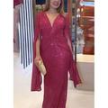 robe à paillettes pour femme robe de bal robe de soirée paillettes paillettes col en V manches longues robe d'hiver champagne rouge automne hiver
