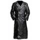 manteau homme faux trench cuir duster coat allemand classique officier militaire uniforme noir trench coat