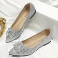 Femme Chaussures de mariage Ballerines Cadeaux de Saint-Valentin Chaussures bling-bling Soirée Chaussures de mariée Chaussures de demoiselle d'honneur Talon Plat Bout pointu Elégant Mode Décontractées