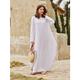 robe blanche Robe casual Robe unie Femme robe longue Poche Plein Air Vacances Plage Maxi basique Col Ras du Cou manche longue Ample Blanche S M L XL XXL