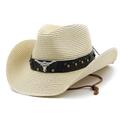 Chapeaux de cowboy pour femmes, style ethnique, panama en paille, ceinture de vache, décoration de chapeaux occidentaux