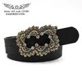 Femme PU Boucle Ceinture Cuir PU Bouclier en métal Gravé Cristal Strass Classique Millésime Rétro Mariage Soirée Strass noir ch1047 Strass jaune camel ch1067 Strass jaune camel ch1024 Strass camel