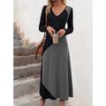Robes Maxi Femme Robe T-Shirt Robe Tee Robe Bloc Géométrique Imprimé Poche Col V Robe Longue Date Quotidienne Manches Longues Printemps Automne