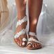 Femme Chaussures de mariage Sandales Bohème Sandales plates Grandes Tailles Mariage du quotidien Sandales de mariage Chaussures de mariée Chaussures de demoiselle d'honneur Eté Strass Fleur Talon Plat