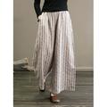 Femme Ample Chino Pantalon Rétro Vintage Mode Léger Toute la longueur Taille médiale Rayé Poche Taille elastique Bouffant Respirabilité Confortable Micro-élastique Vacances Casual du quotidien Noir