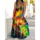 femme grande taille courbe robe décontractée robe swing robe à bretelles papillon paon longue robe maxi robe sans manches imprimé sangle romantique quotidien vert foncé multicolore été printemps l xl