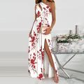 Femme robe longue Robe de bal robe soirée Robe Évasée Robe vert émeraude Elégant Soirée Romantique Vacances Soirée robe demoiselle d honneur Mince Floral Couleur monochrome Sans Manches Une Epaule