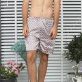 Homme Vêtements de nuit Boxers en soie pyjashort Couleur monochrome Casual Intérieur Lit Fausse Soie Satin Respirable Shorts Eté Argent Noir pur