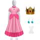 Princesse Peach Costume de Cosplay Bal Masqué Femme Fille Cosplay de Film Accessoires Cosplay Jaune Rose Claire Vert Halloween Carnaval Mascarade Robe Gants Couronnes